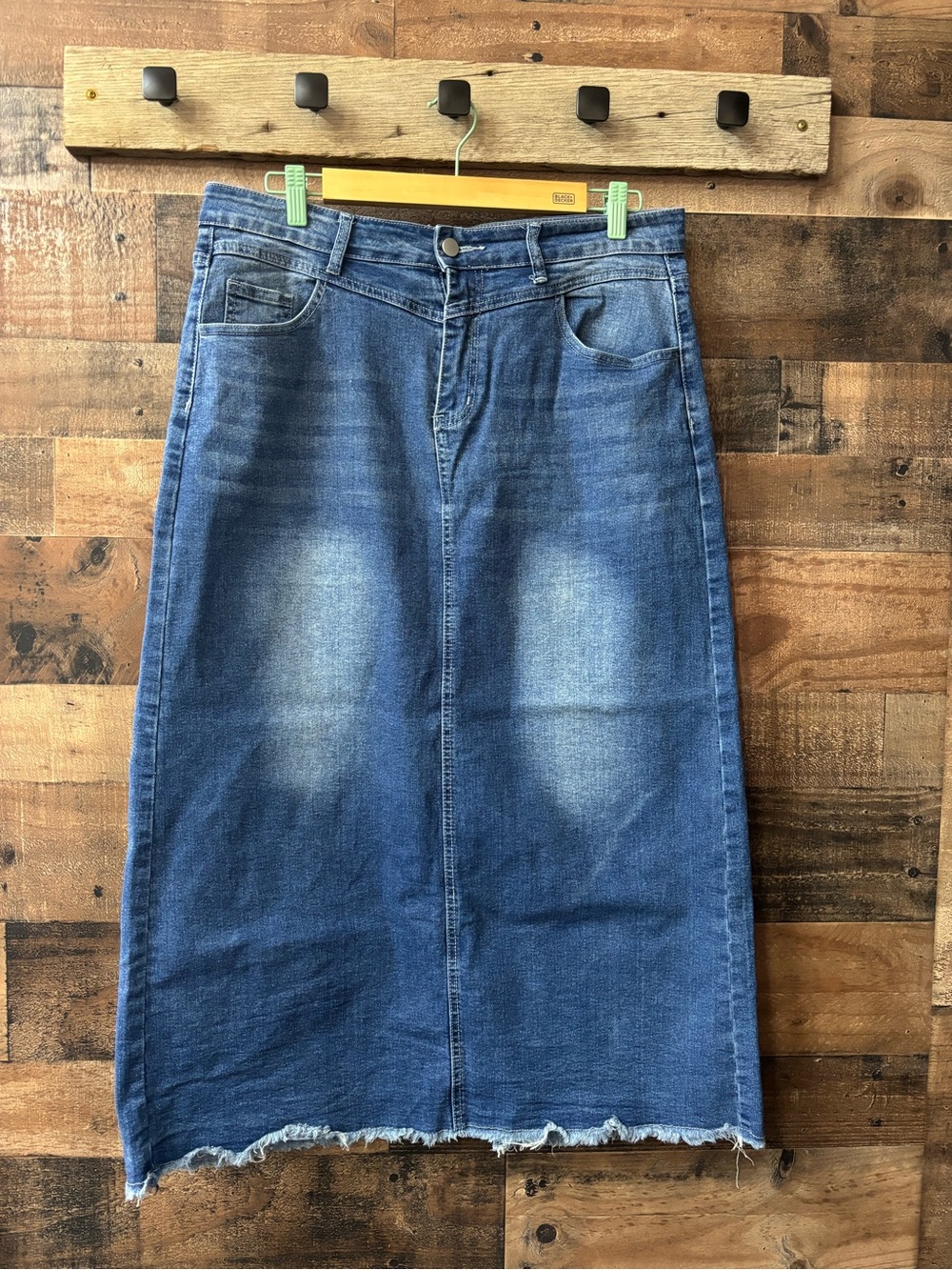Denim Midi Skirt - Blue